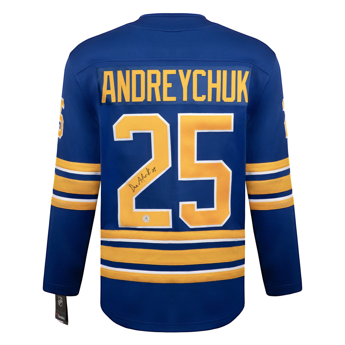 Dave Andreychuk Autographed Buffalo Sabres Fanatics Breakaway Jersey product image 1, provided for visual reference and