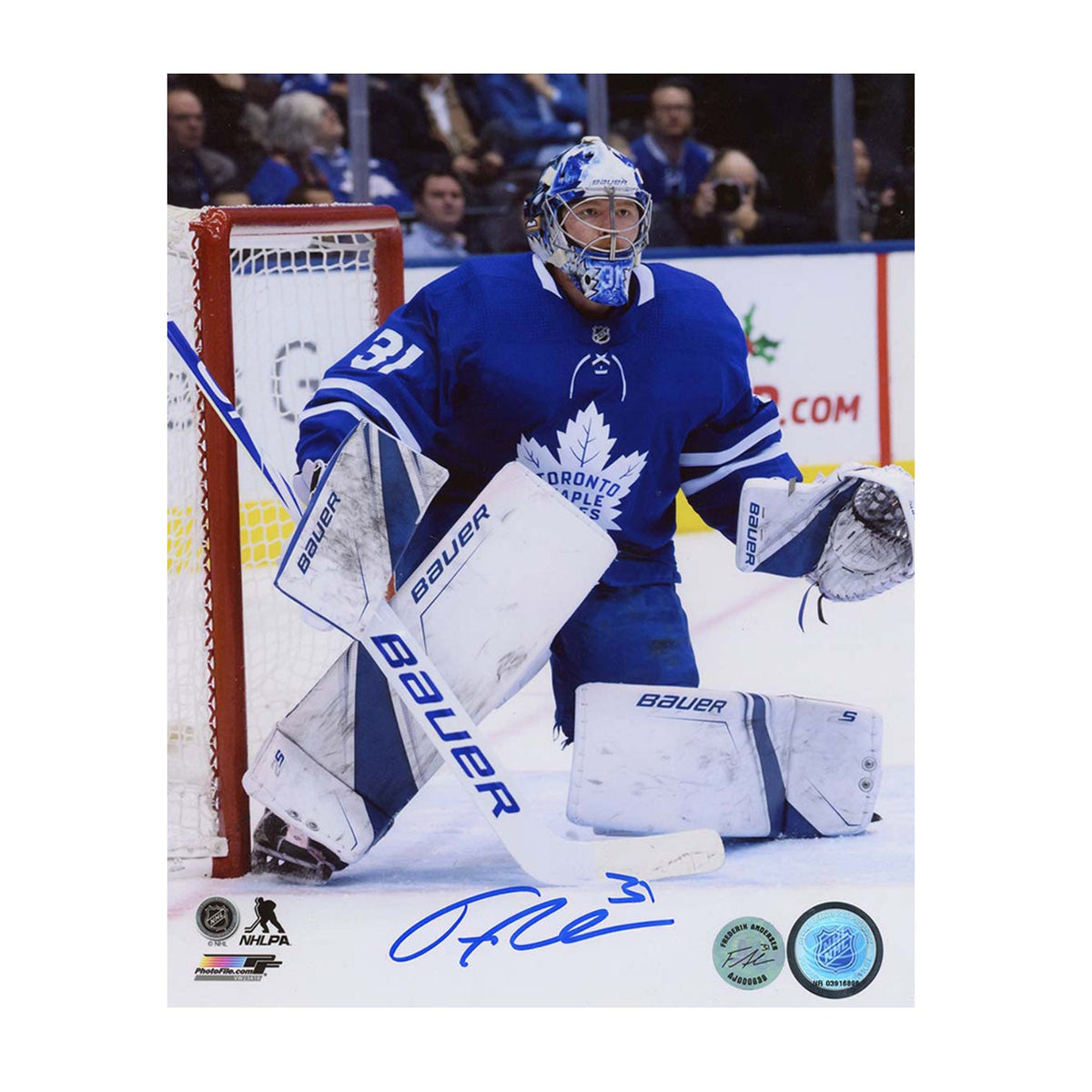Frederik Andersen Signed Toronto Maple Leafs Goalie 8x10 Photo product image 1, provided for visual reference and product