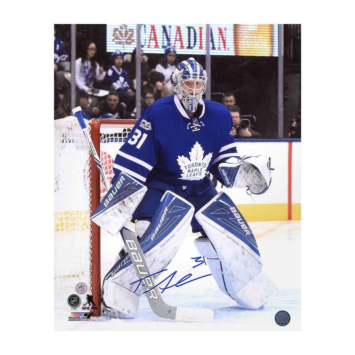 Frederik Andersen Autographed Toronto Maple Leafs Between The Pipes 16x20 Photo product image 1, provided for visual