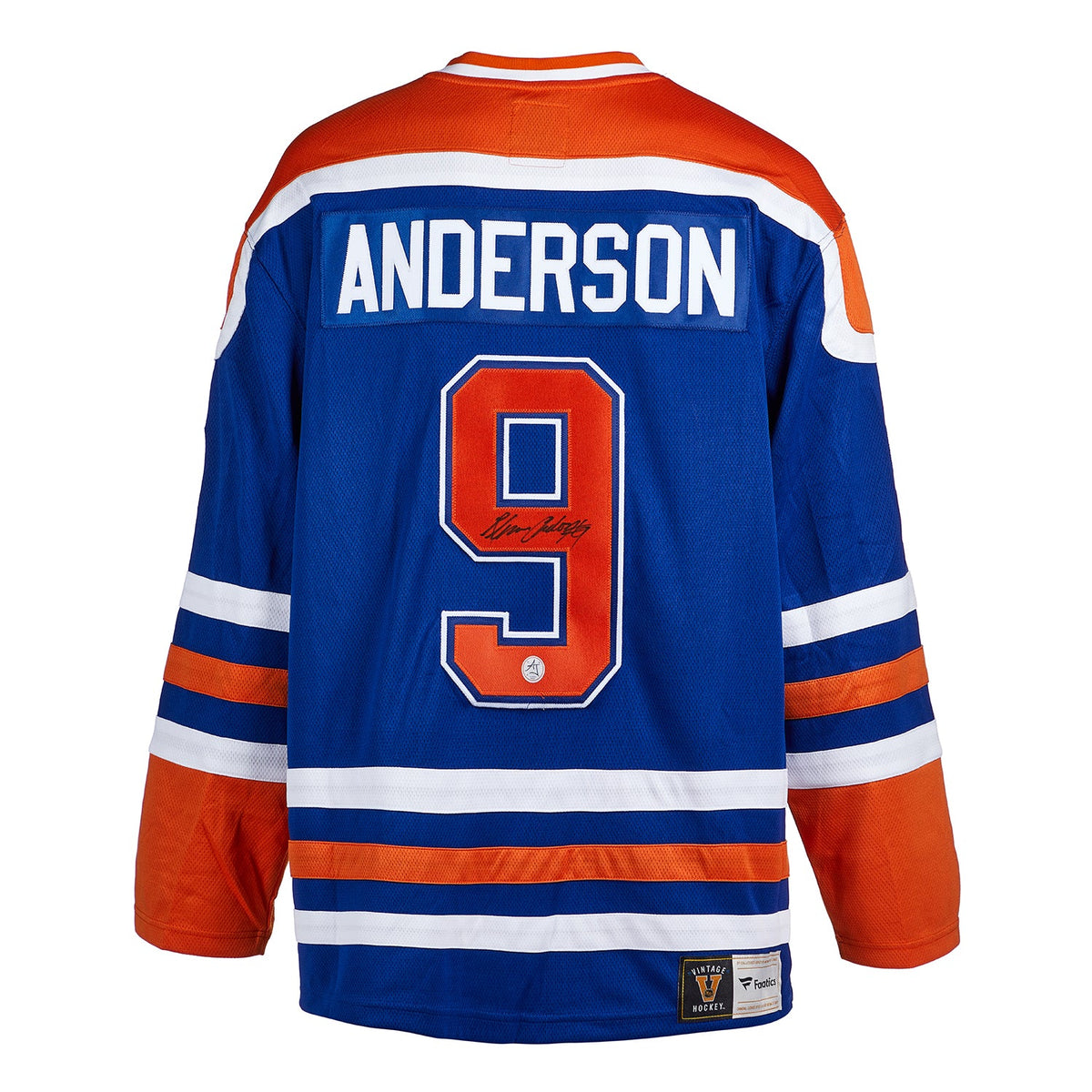 Glenn Anderson Signed Edmonton Oilers Fanatics Throwback Jersey product image 1, provided for visual reference and product