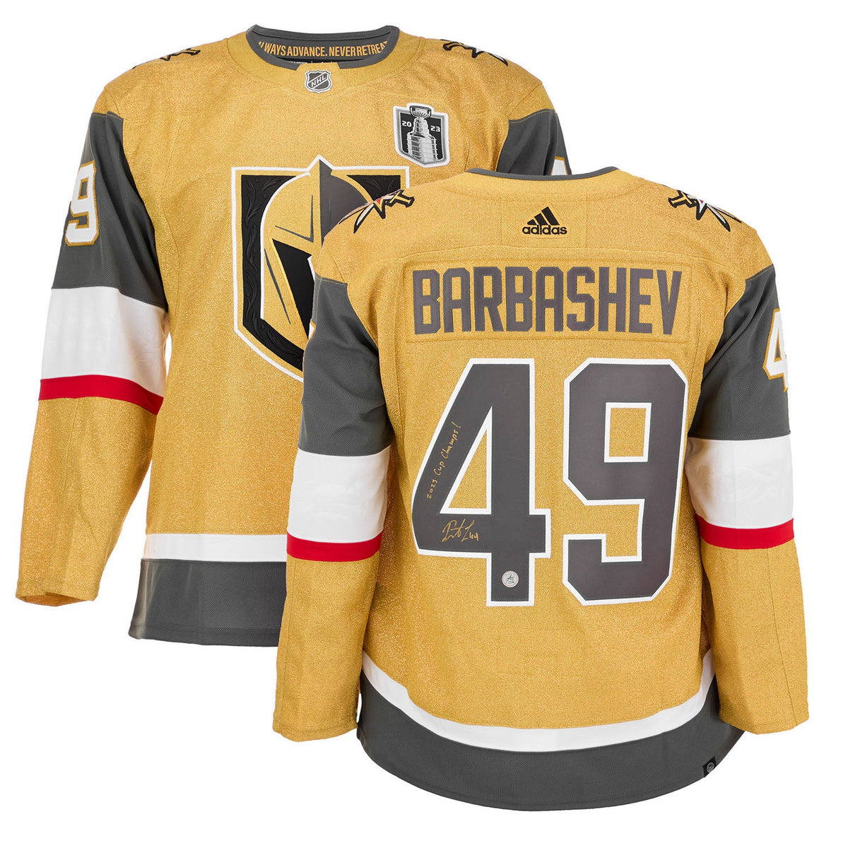 Ivan Barbashev Vegas Golden Knights Signed 2023 Stanley Cup adidas Jersey product image 3, provided for visual reference and