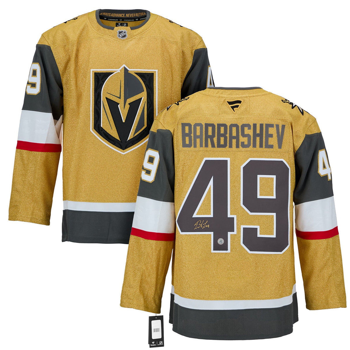 Ivan Barbashev Autographed Vegas Golden Knights Fanatics Premium Jersey product image 3, provided for visual reference and