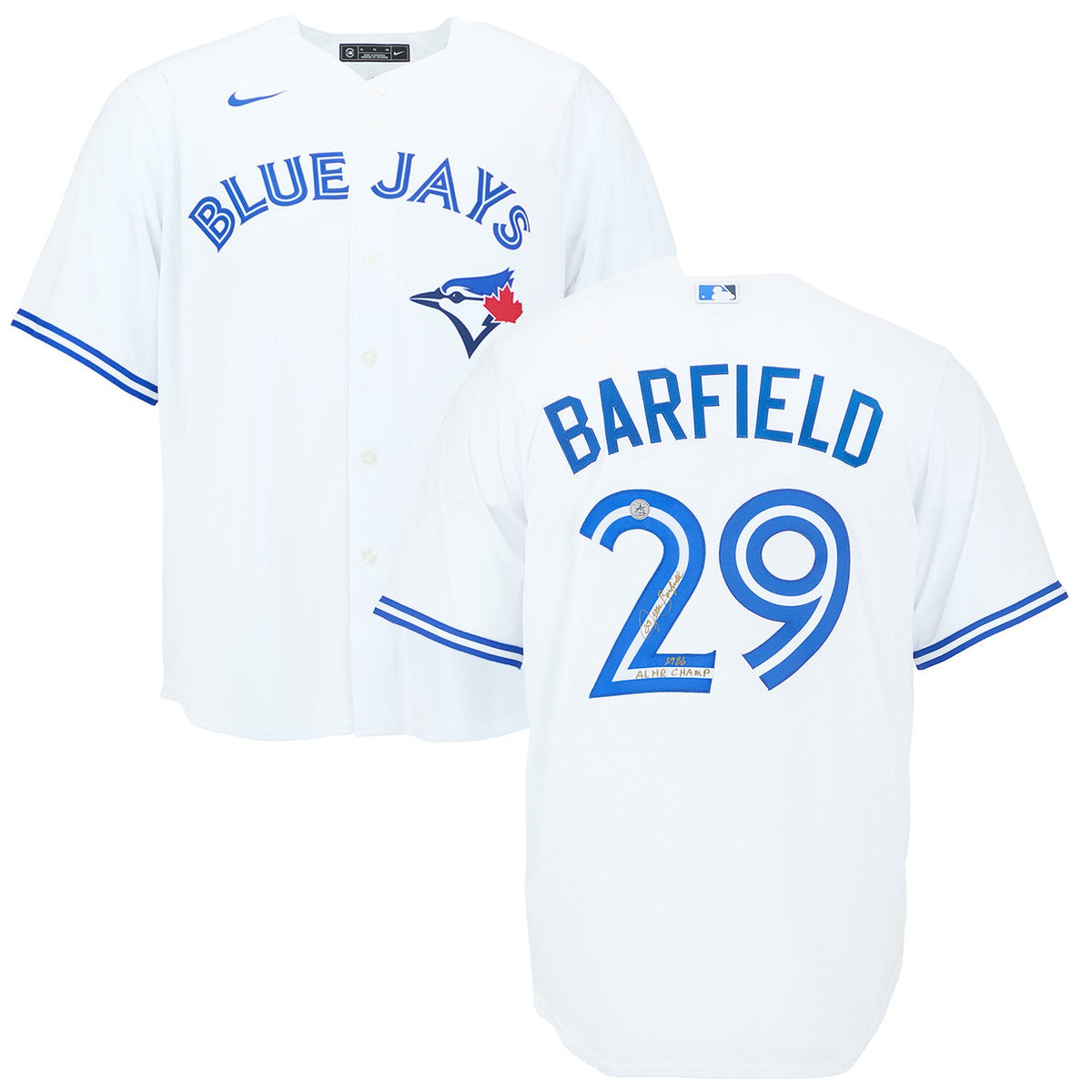 Jesse Barfield Signed Toronto Blue Jays White Nike Jersey with Note product image 3, provided for visual reference and
