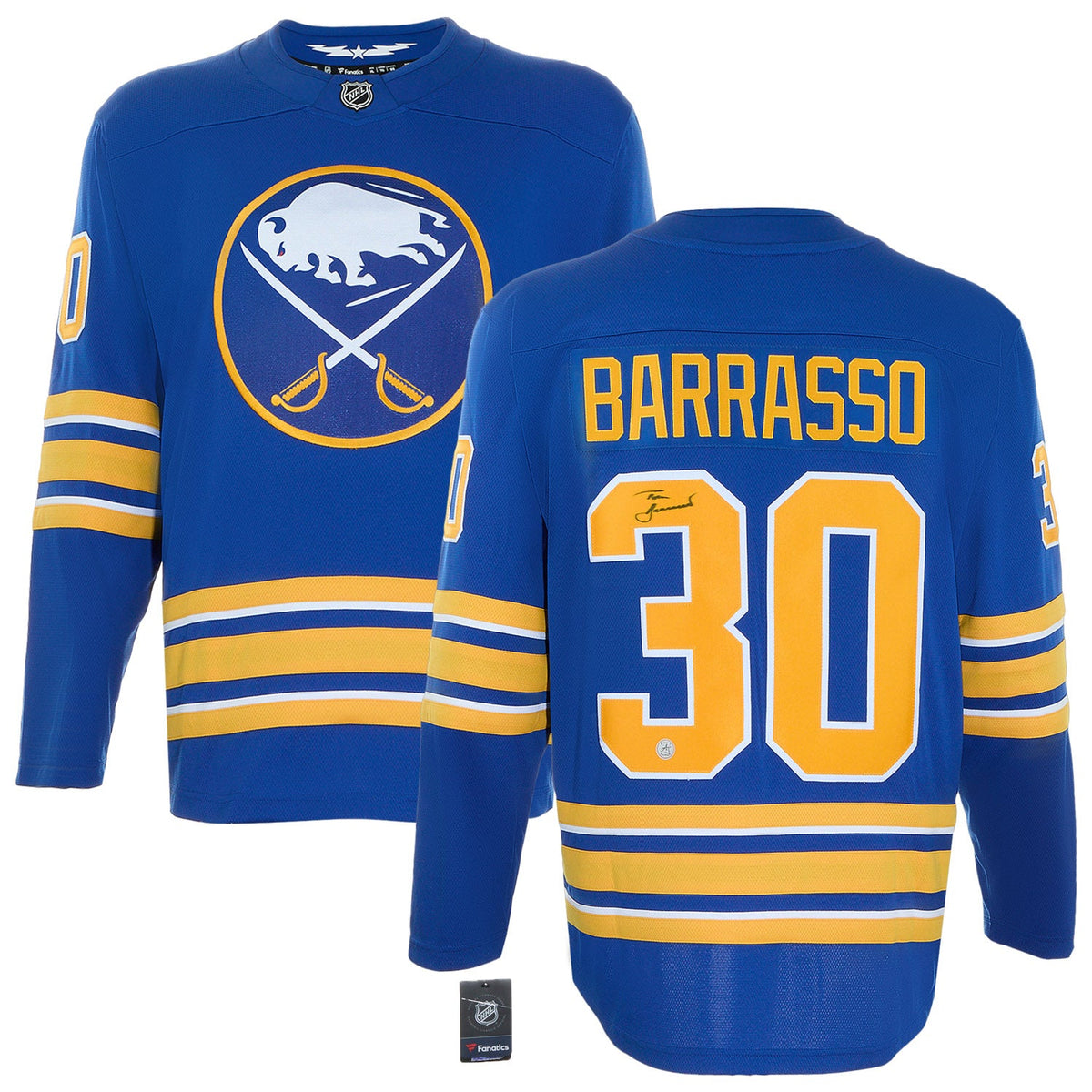 Tom Barrasso Autographed Buffalo Sabres Fanatics Breakaway Jersey product image 3, provided for visual reference and product