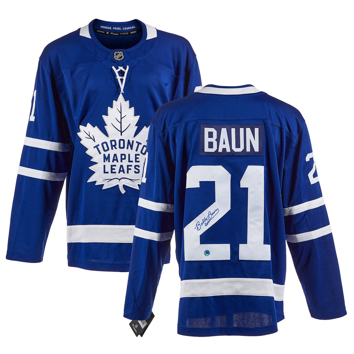 Bobby Baun Autographed Toronto Maple Leafs Fanatics Breakaway Jersey product image 3, provided for visual reference and