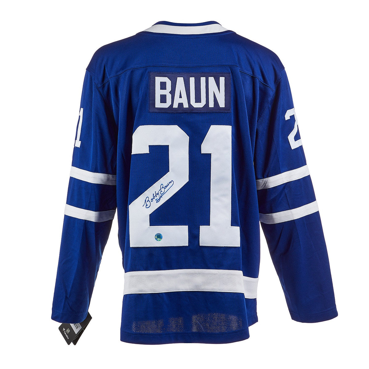 Bobby Baun Autographed Toronto Maple Leafs Fanatics Breakaway Jersey product image 1, provided for visual reference and