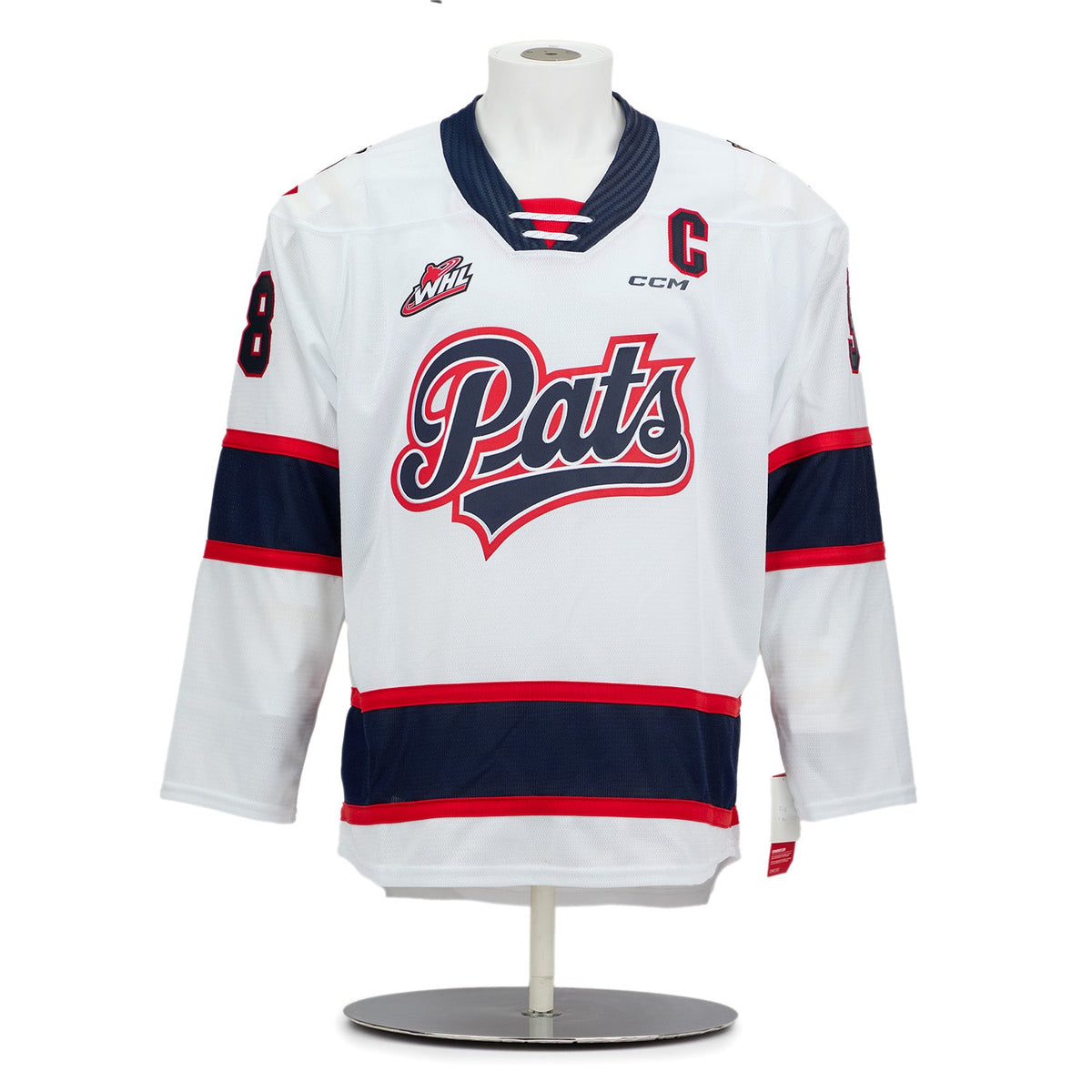 Connor Bedard Signed Regina Pats White Replica CCM Hockey Jersey product image 2, provided for visual reference and product