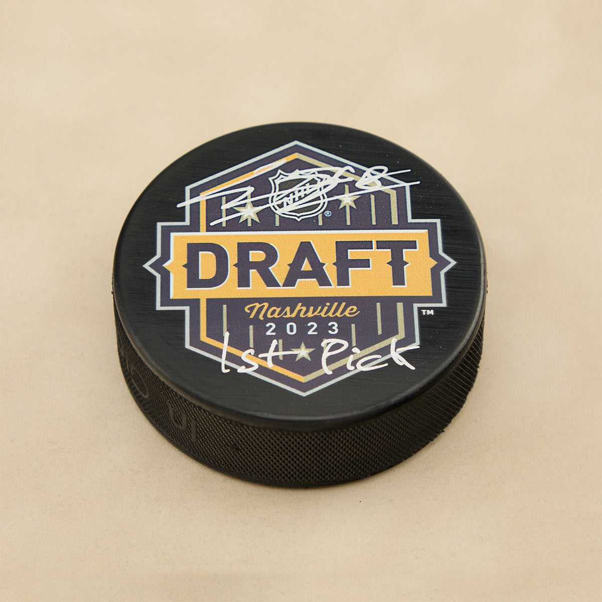 Connor Bedard Signed 2023 NHL Entry Draft Puck with 1st Pick Note product image 1, provided for visual reference and product