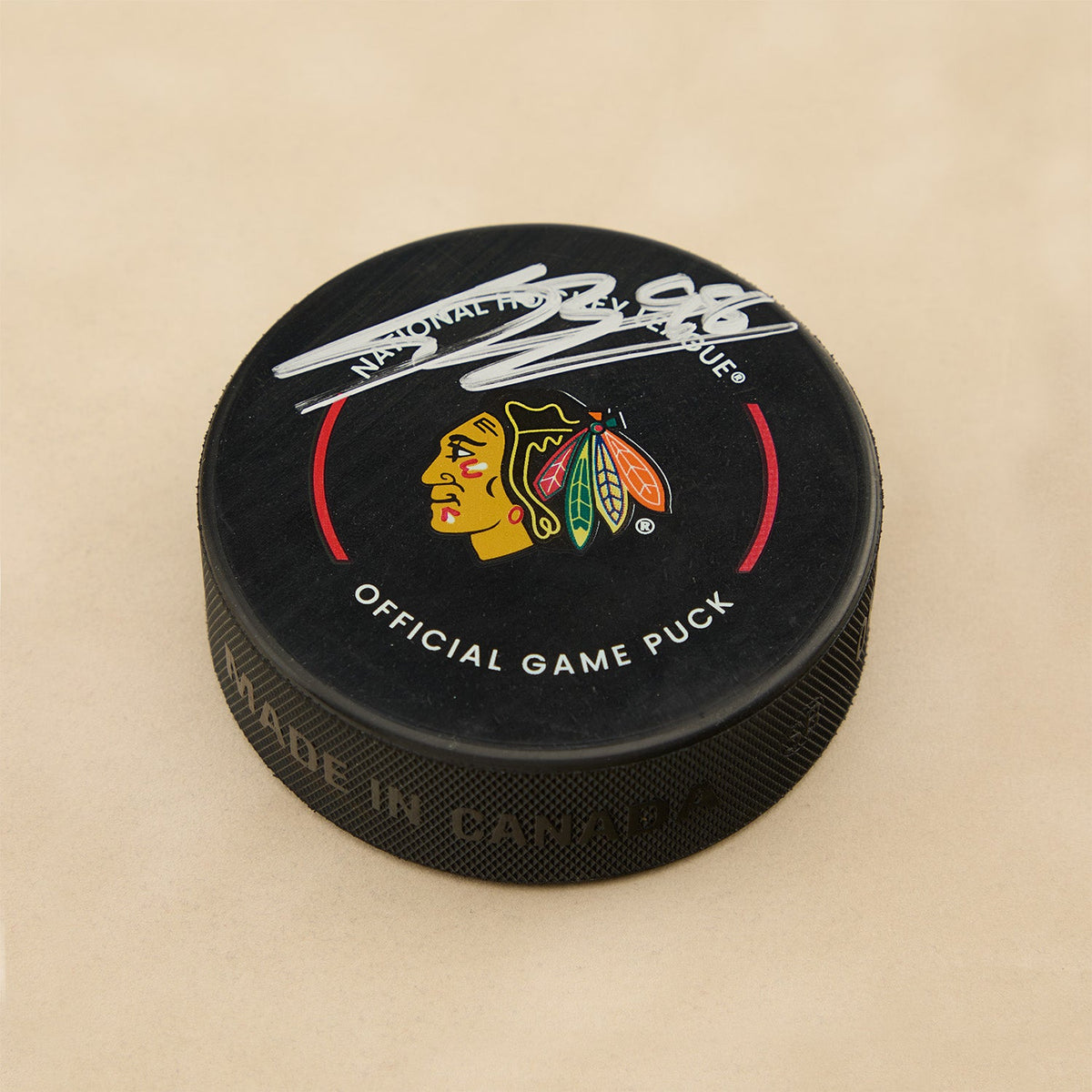 Connor Bedard Signed Chicago Blackhawks Official Game Puck product image 1, provided for visual reference and product detail