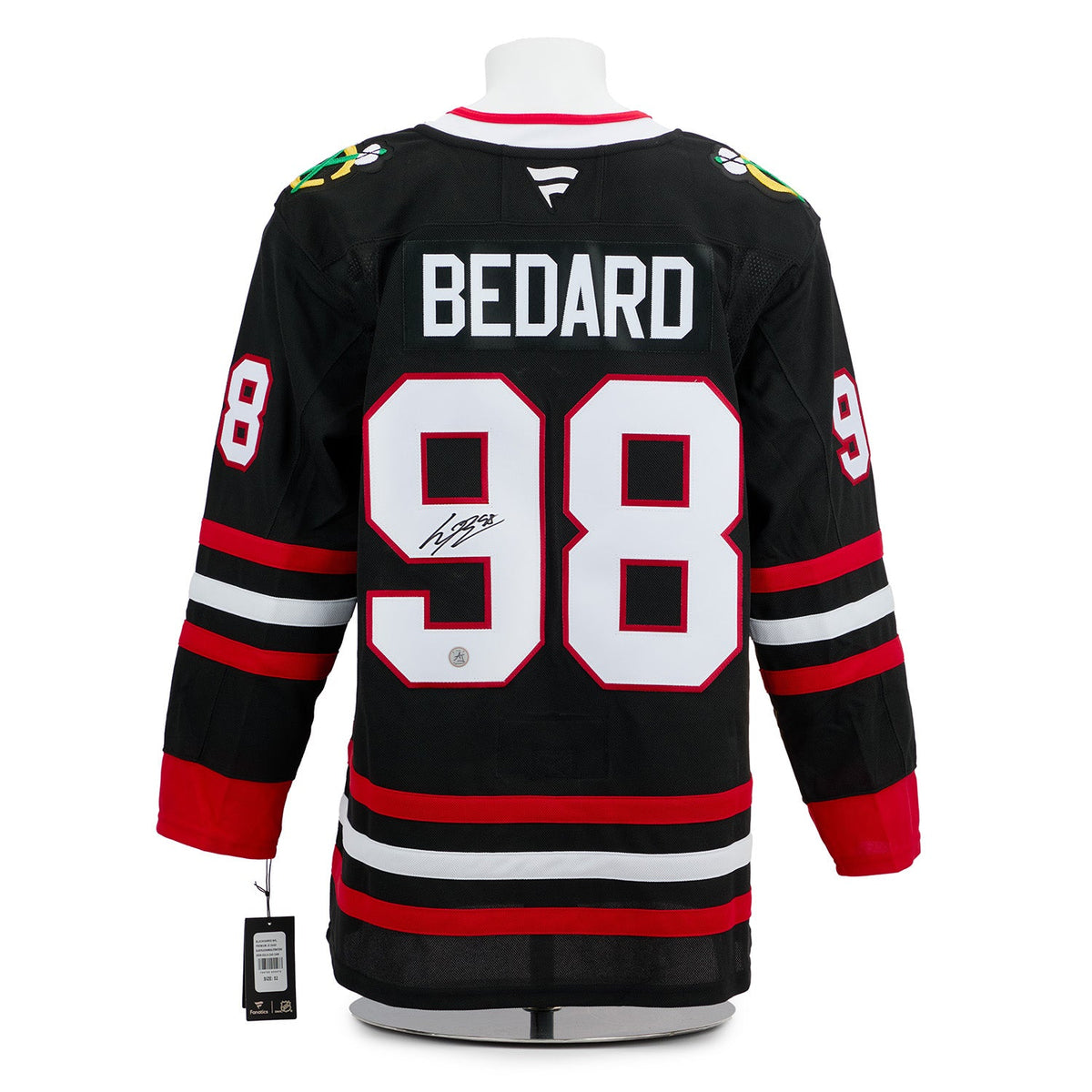 Connor Bedard Autographed Chicago Blackhawks Alt Black Fanatics Premium Jersey product image 1, provided for visual