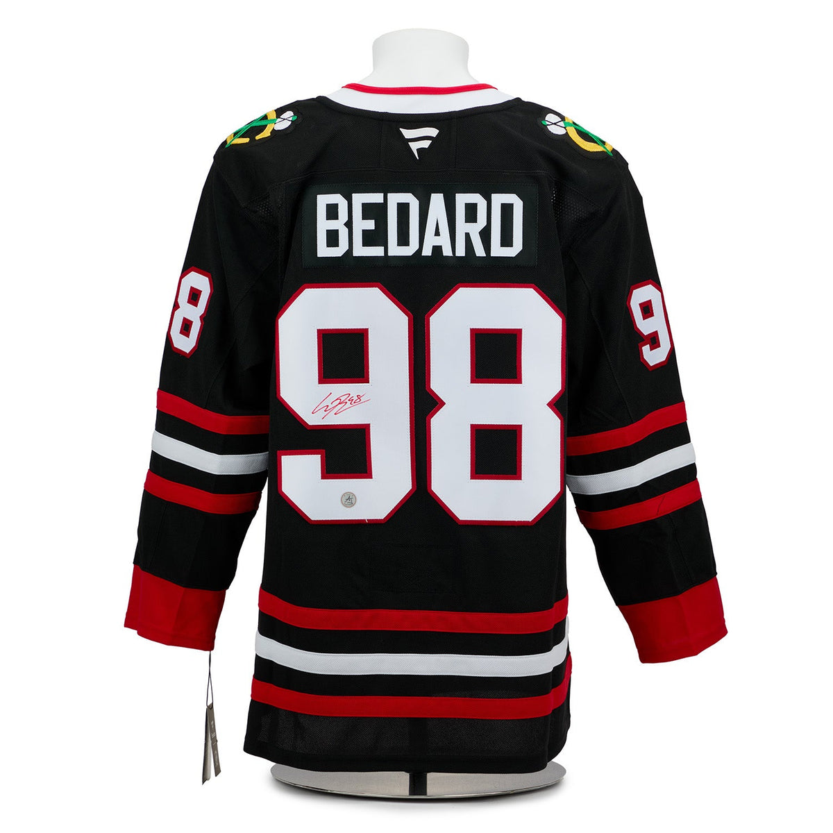 Connor Bedard Autographed Chicago Blackhawks Alt Black Fanatics Premium Jersey product image 1, provided for visual
