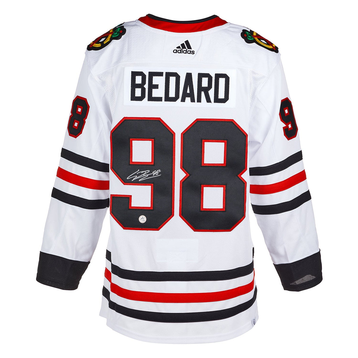 Connor Bedard Signed Chicago Blackhawks White adidas Jersey product image 1, provided for visual reference and product