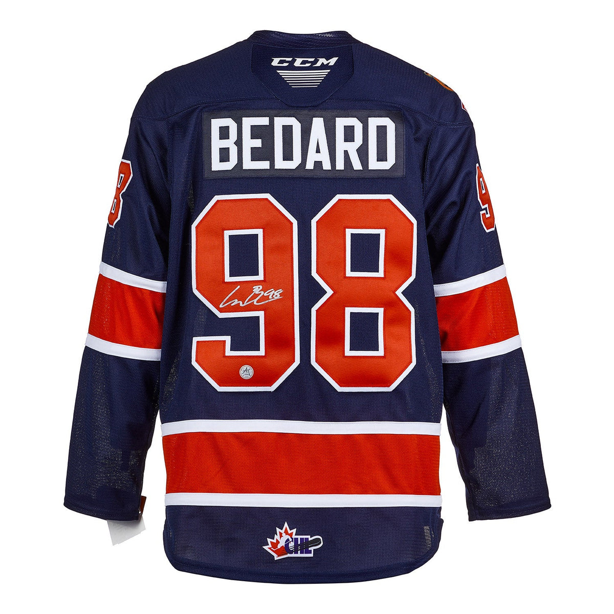 Connor Bedard Autographed Regina Pats Blue CCM Jersey product image 1, provided for visual reference and product detail