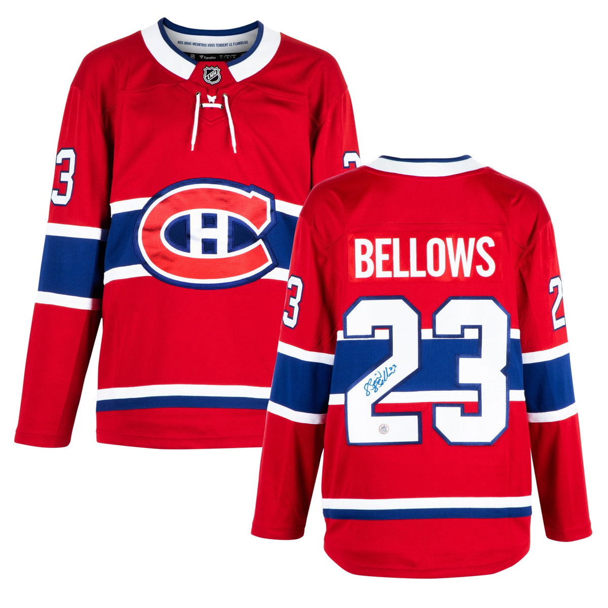 Brian Bellows Signed Montreal Canadiens Red Fanatics Breakaway Jersey product image 3, provided for visual reference and