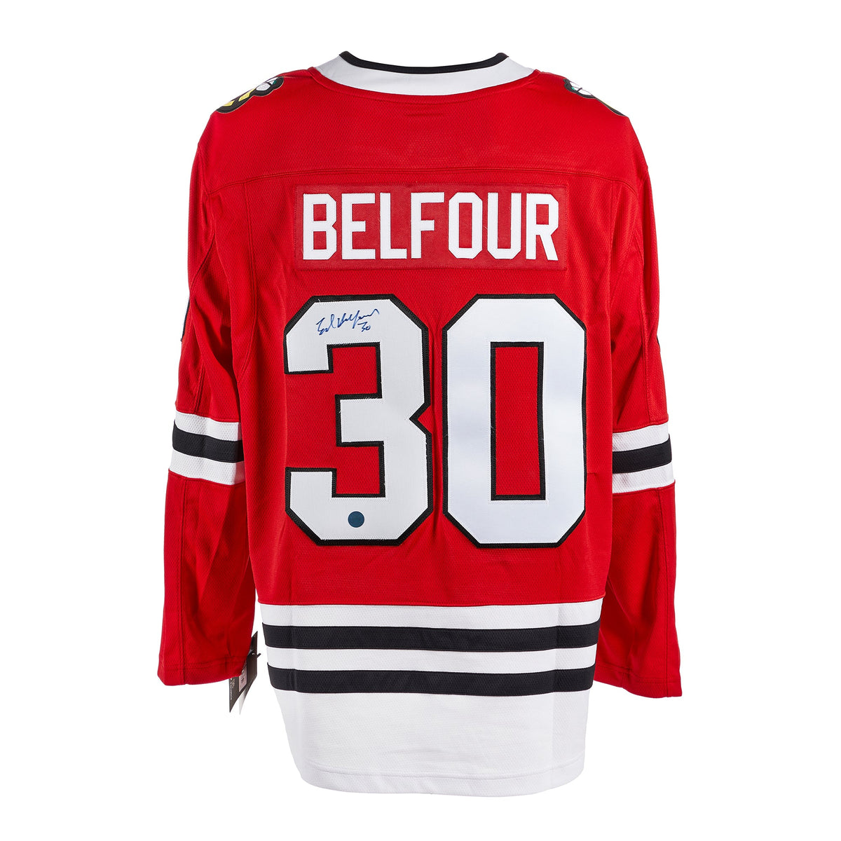 Ed Belfour Autographed Chicago Blackhawks Fanatics Breakaway Jersey product image 1, provided for visual reference and