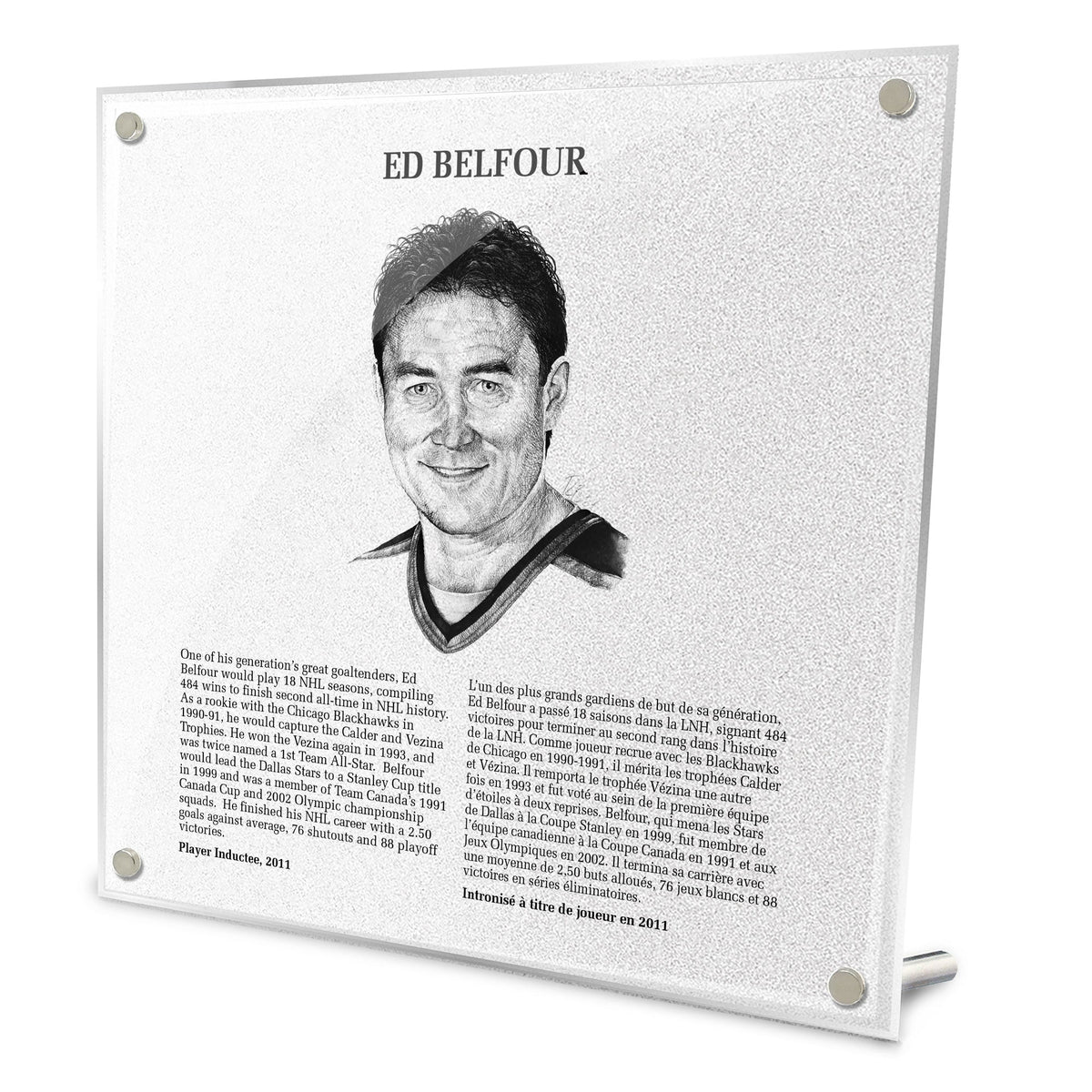 Ed Belfour Replica Hockey Hall of Fame Plaque product image 1, provided for visual reference and product detail review