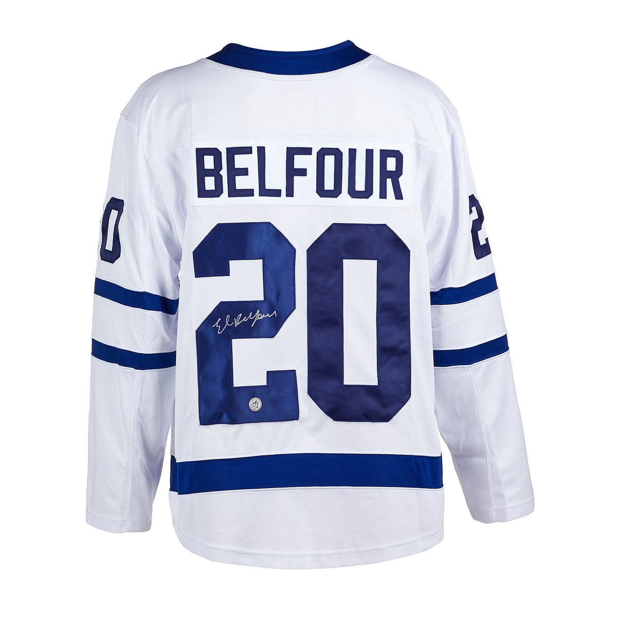 Ed Belfour Signed Toronto Maple Leafs White Fanatics Breakaway Jersey product image 1, provided for visual reference and