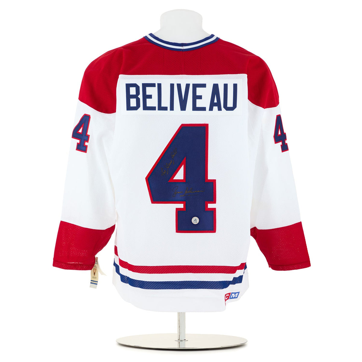 Jean Beliveau Montreal Canadiens Signed & Inscribed Vintage CCM Jersey product image 1, provided for visual reference and