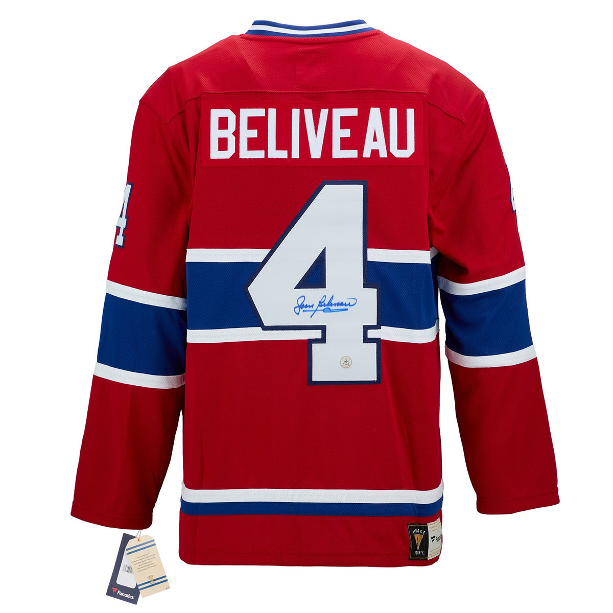 Jean Beliveau Autographed Montreal Canadiens Fanatics Throwback Jersey product image 1, provided for visual reference and
