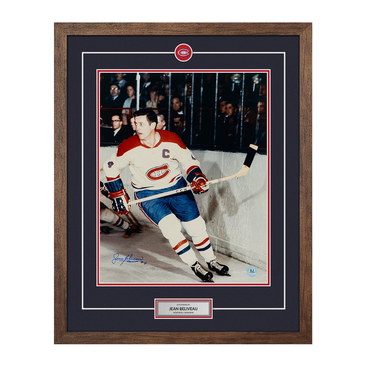 Jean Beliveau Montreal Canadiens Signed Action 26x32 Frame product image 1, provided for visual reference and product detail