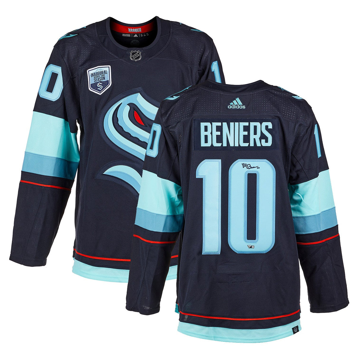 Matty Beniers Autographed Seattle Kraken adidas Jersey product image 3, provided for visual reference and product detail