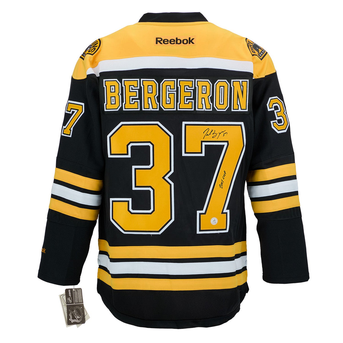 Patrice Bergeron Signed & Inscribed Boston Bruins 2011 Stanley Cup Reebok Jersey product image 1, provided for visual