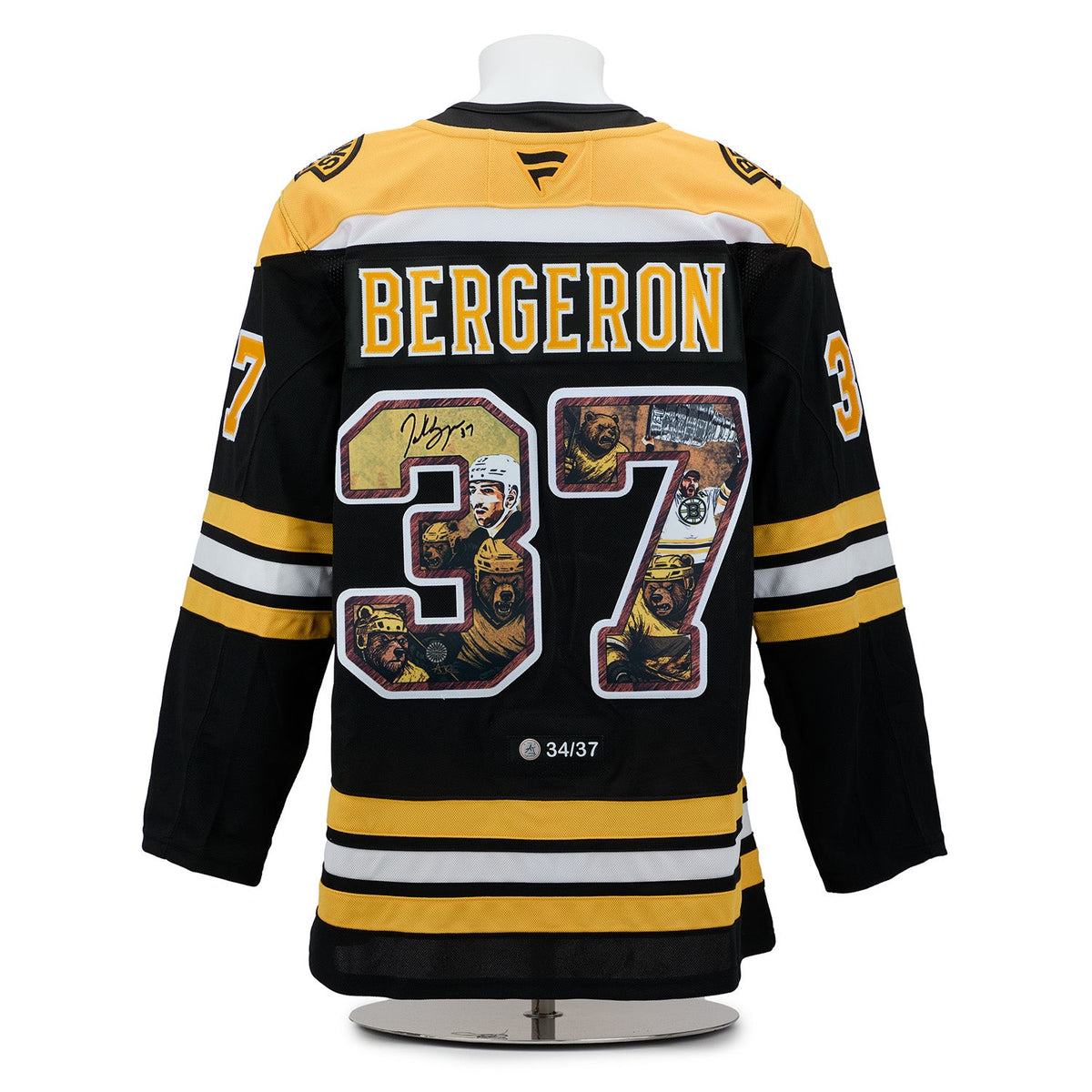 Patrice Bergeron Signed Boston Bruins Comic Book Bear Art Jersey #34/37 product image 1, provided for visual reference and