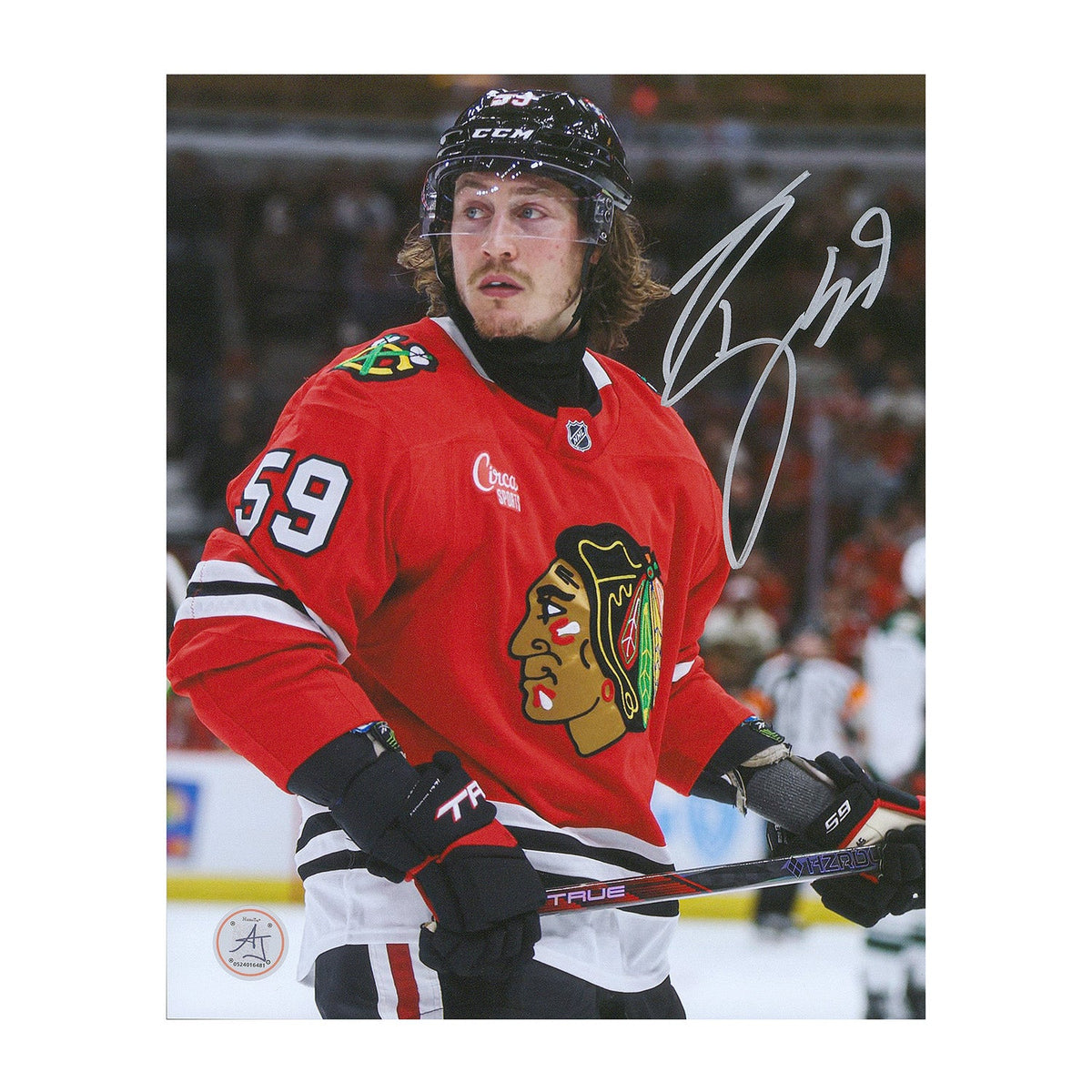 Tyler Bertuzzi Autographed Chicago Blackhawks Intensity 8x10 Photo product image 1, provided for visual reference and