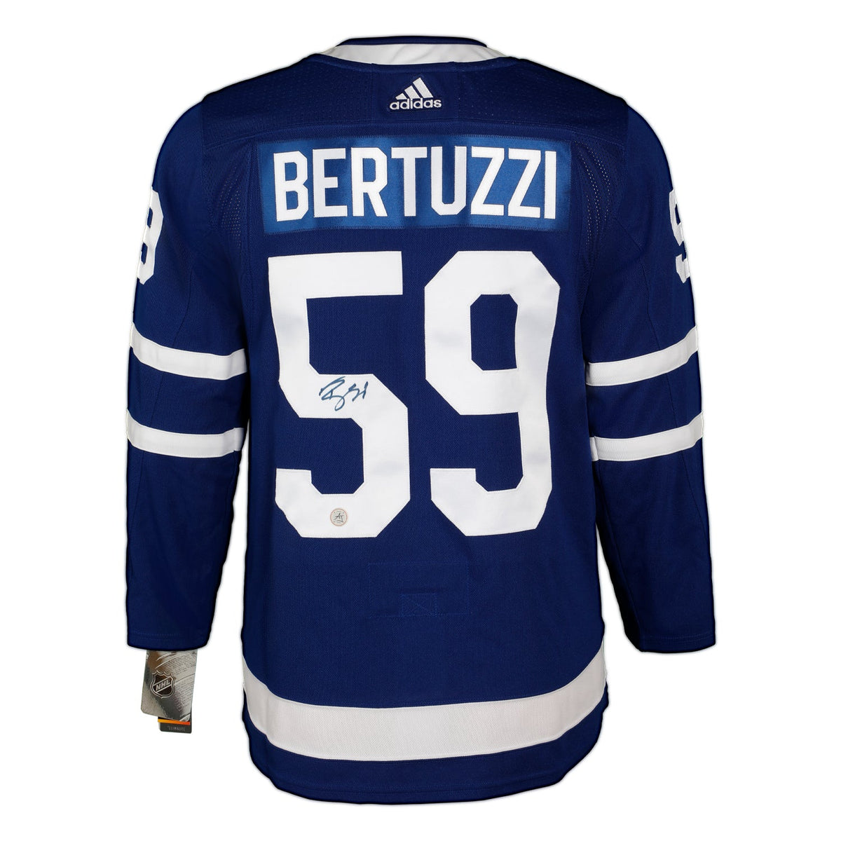 Tyler Bertuzzi Autographed Toronto Maple Leafs Blue adidas Jersey product image 1, provided for visual reference and product