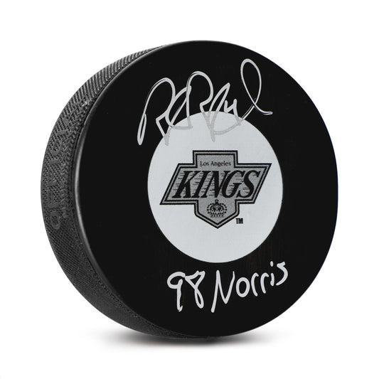 Rob Blake Signed Los Angeles Kings Hockey Puck with 1998 Norris Note product image 1, provided for visual reference and