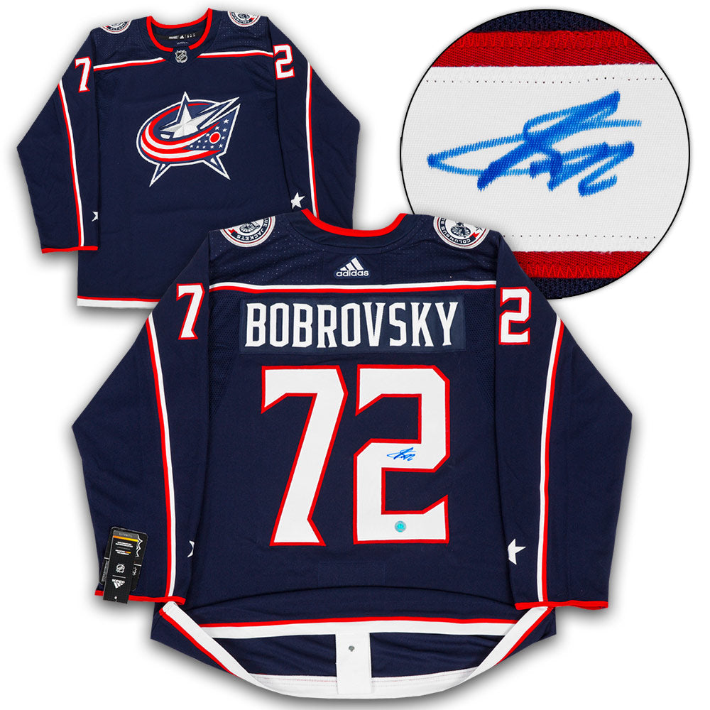 Sergei Bobrovsky Autographed Columbus Blue Jackets adidas Jersey product image 1, provided for visual reference and product