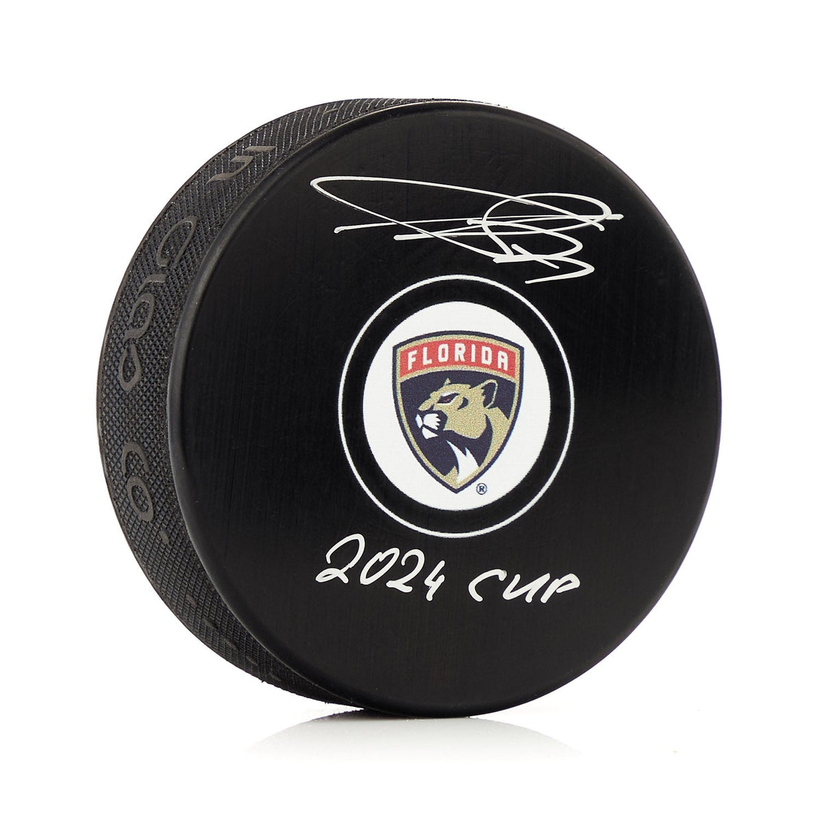 Sergei Bobrovsky Autographed Florida Panthers Hockey Puck with 2024 Cup Note product image 1, provided for visual reference