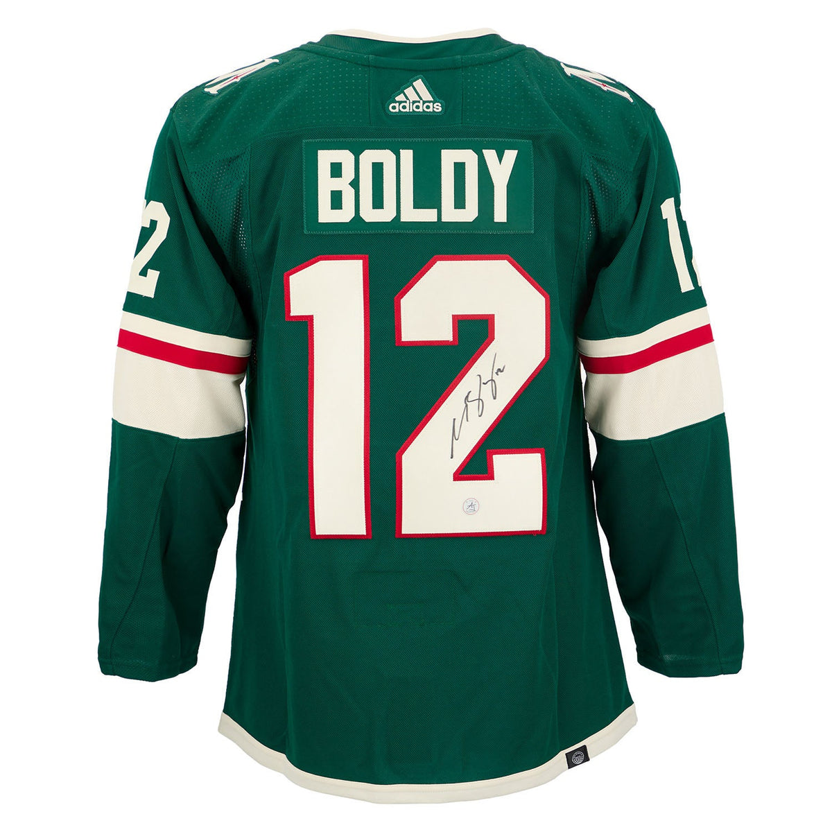 Matt Boldy Autographed Minnesota Wild Green adidas Jersey product image 1, provided for visual reference and product detail