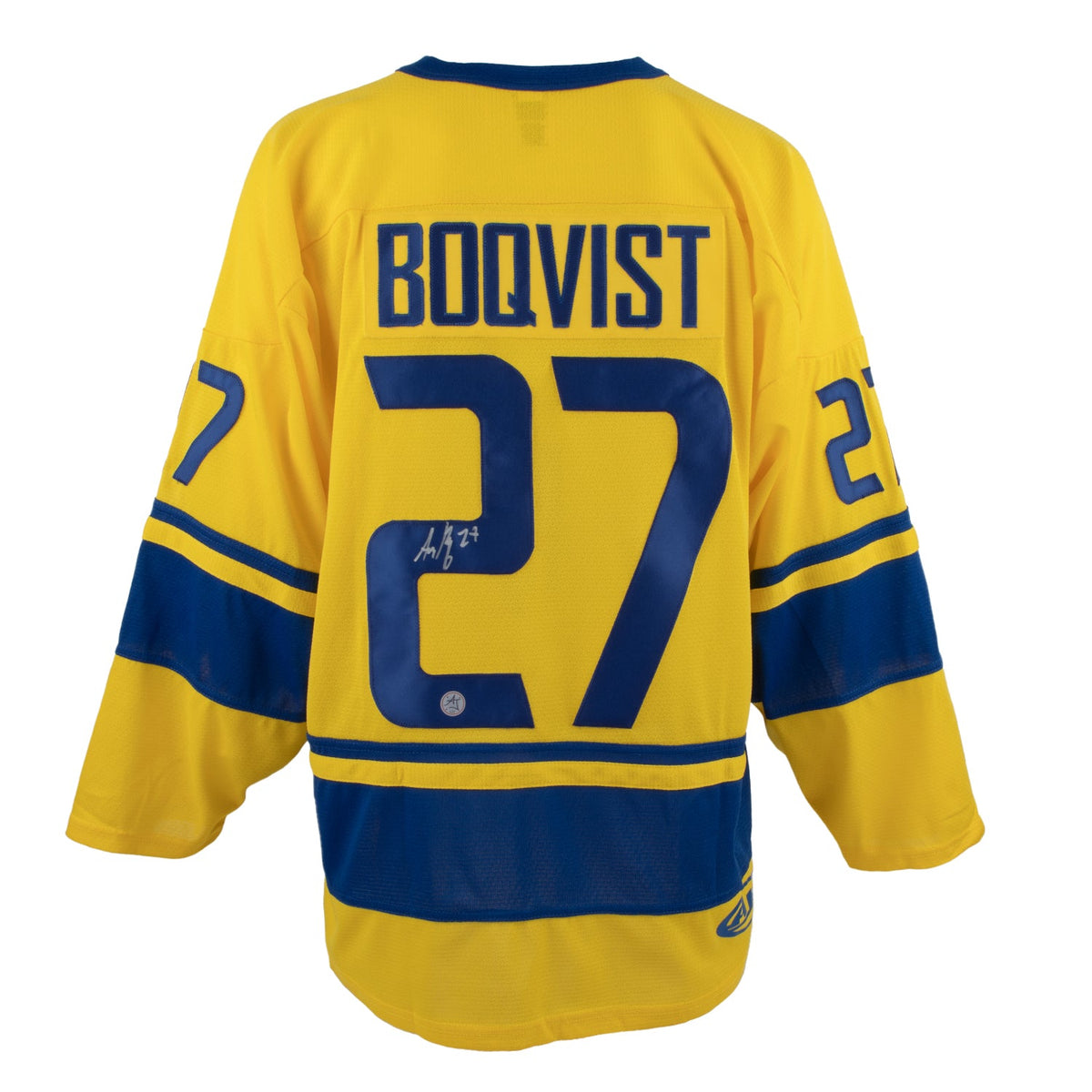 Adam Boqvist Team Sweden Autographed Hockey Jersey product image 1, provided for visual reference and product detail review