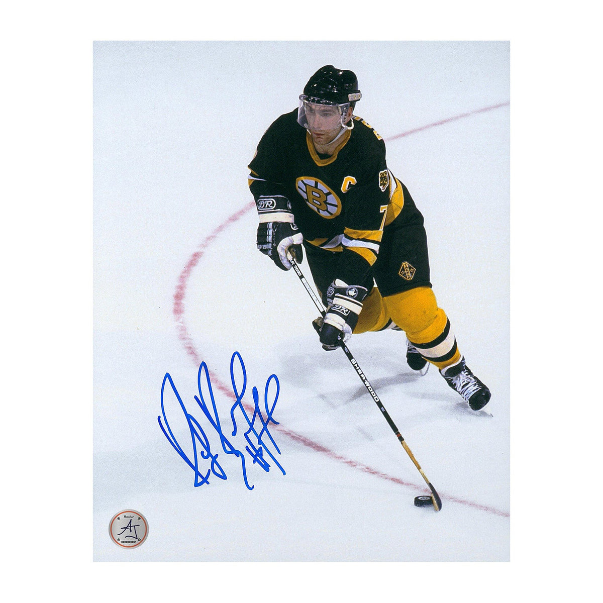 Ray Bourque Autographed Boston Bruins Puck Rush 8x10 Photo product image 1, provided for visual reference and product detail