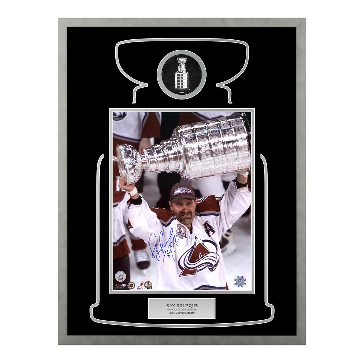 Ray Bourque Signed Colorado Avalanche Cup Champion 23x27 Frame product image 1, provided for visual reference and product