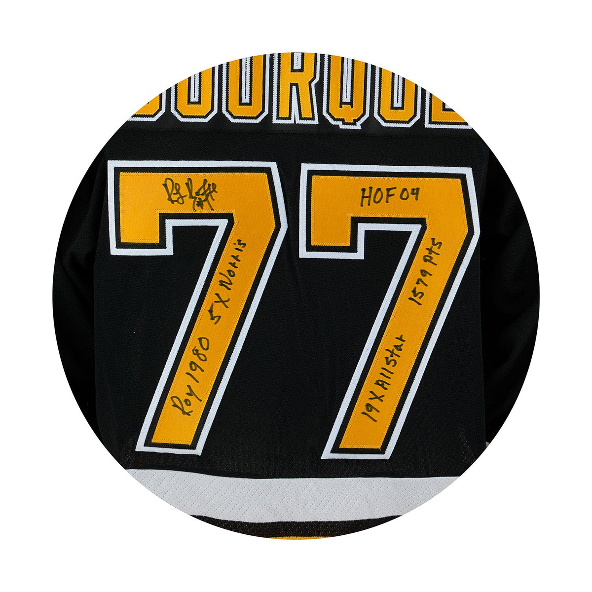 Ray Bourque Boston Bruins Signed & Inscribed Stats Vintage CCM Jersey #2/77 product image 3, provided for visual reference