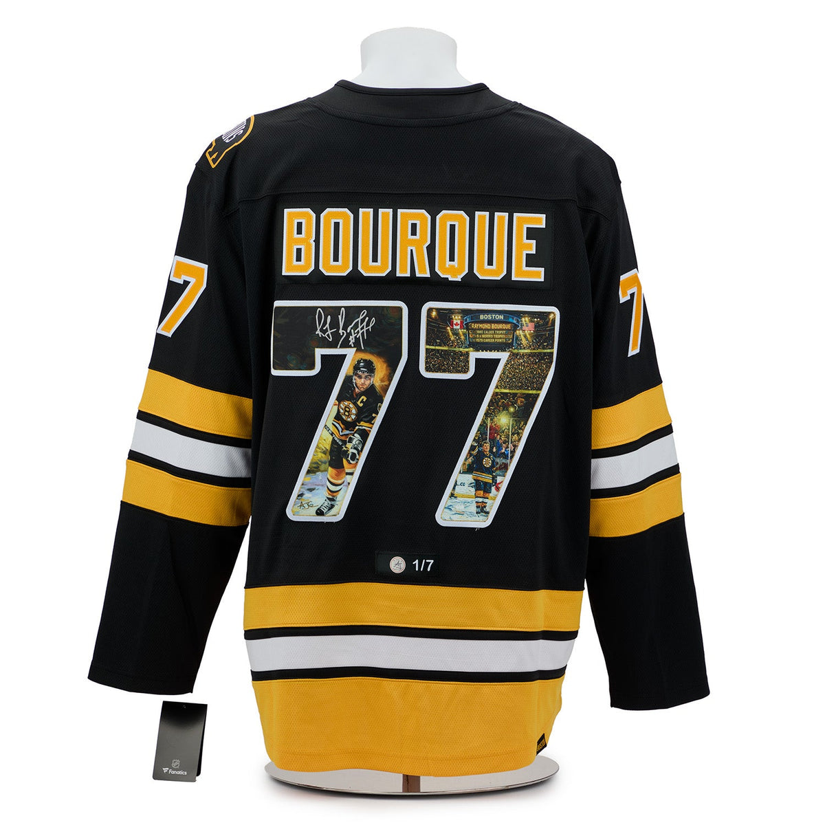 Ray Bourque Autographed Boston Bruins Master Series Art Jersey #1/7 product image 1, provided for visual reference and