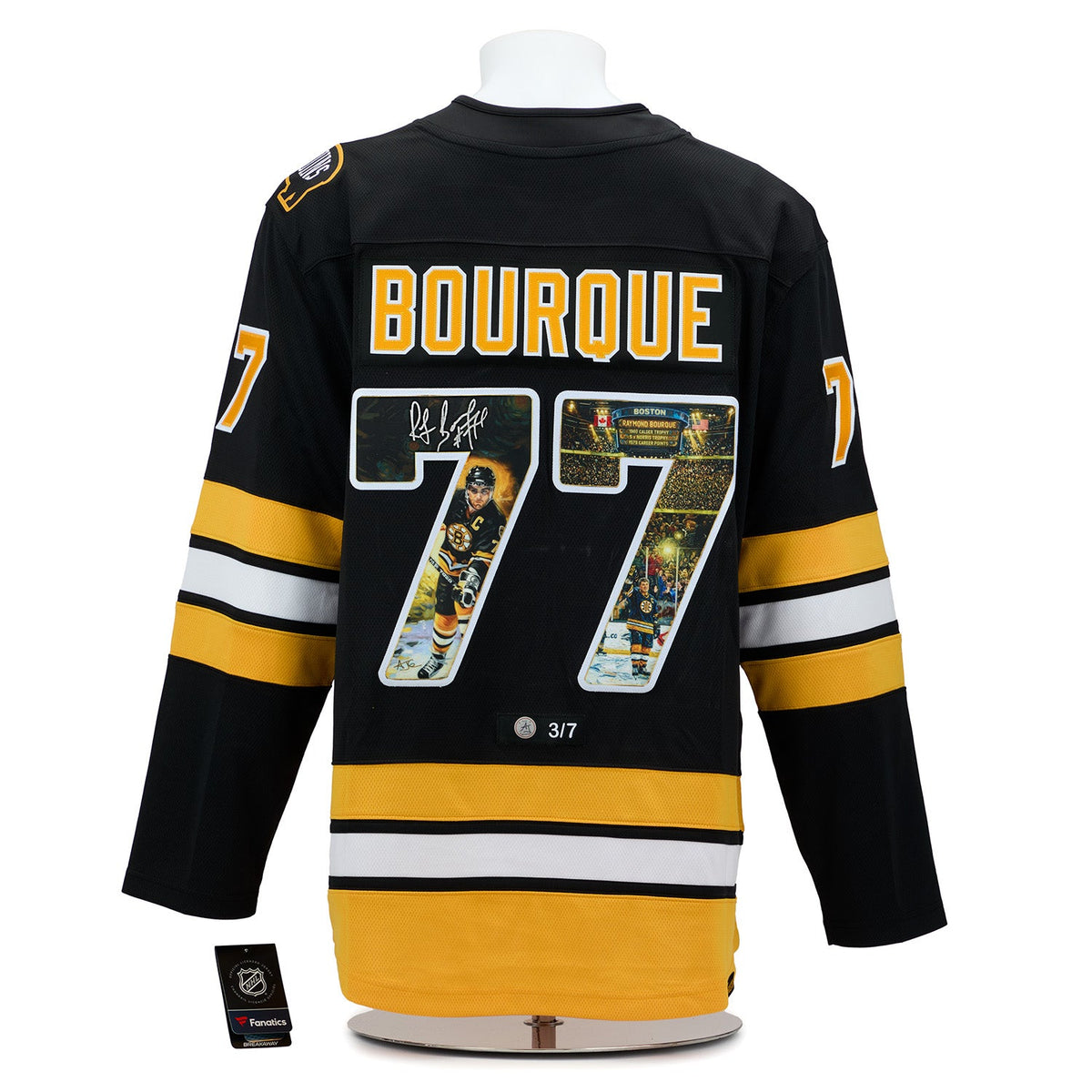 Ray Bourque Autographed Boston Bruins Master Series Art Jersey #3/7 product image 1, provided for visual reference and