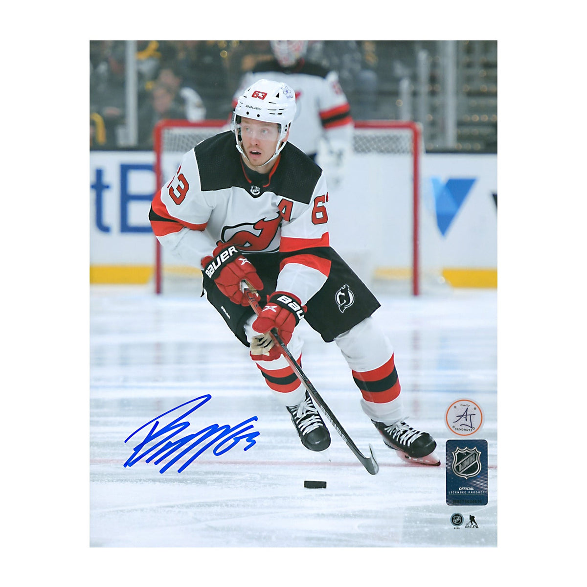 Jesper Bratt Signed New Jersey Devils Puck Rush 8x10 Photo product image 1, provided for visual reference and product detail