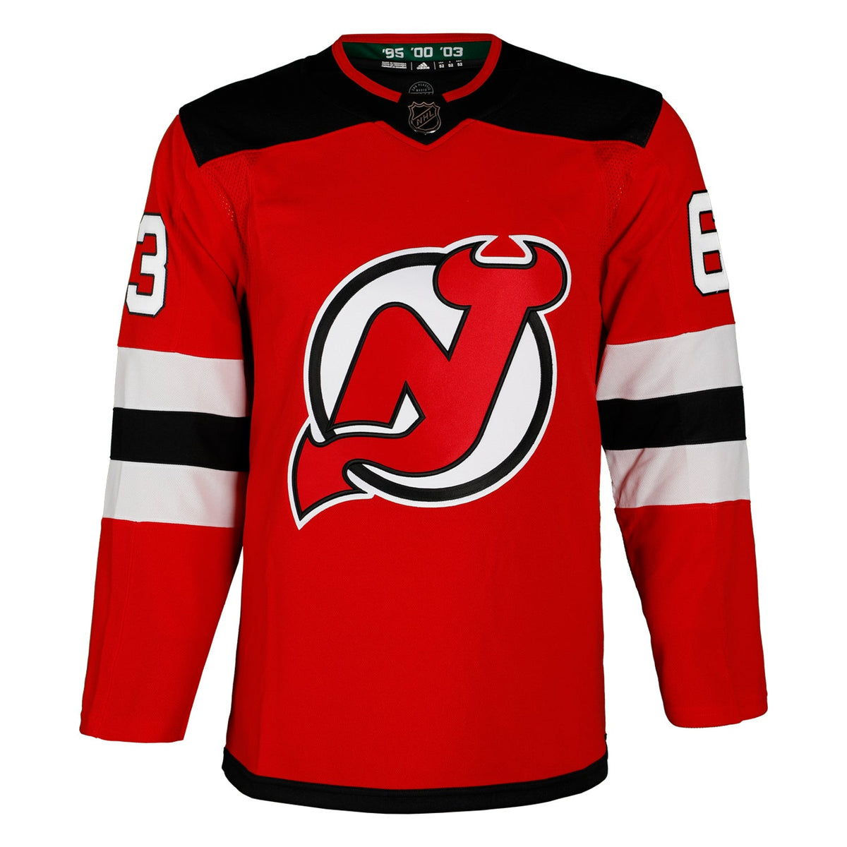 Jesper Bratt Autographed New Jersey Devils Red adidas Jersey product image 2, provided for visual reference and product