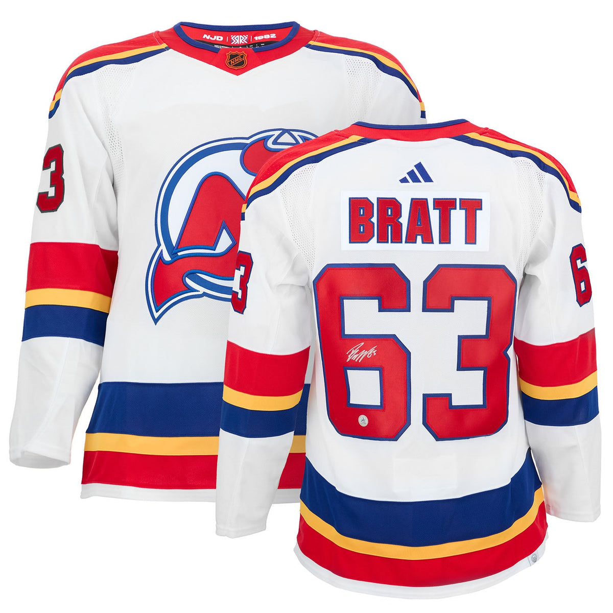 Jesper Bratt Signed New Jersey Devils Reverse Retro 2.0 adidas Jersey product image 3, provided for visual reference and