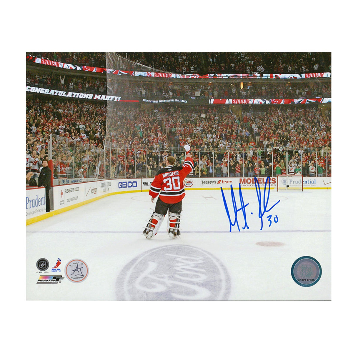 Martin Brodeur Signed New Jersey Devils Win Record Celebration 8x10 Photo product image 1, provided for visual reference and