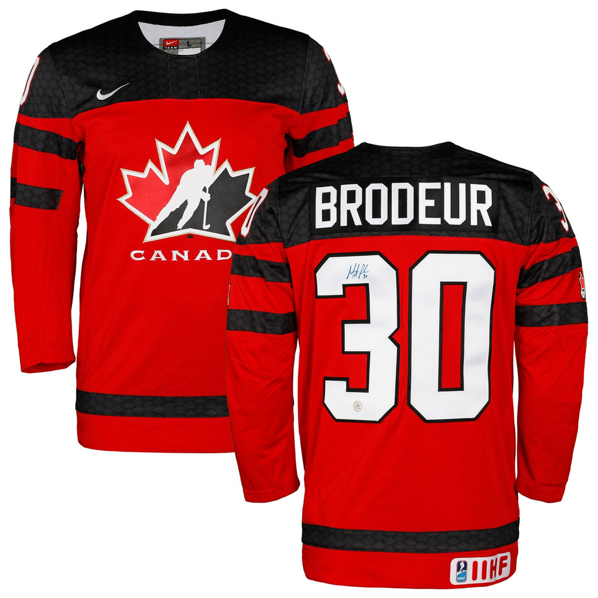 Martin Brodeur Autographed Team Canada Red Nike Hockey Jersey product image 3, provided for visual reference and product