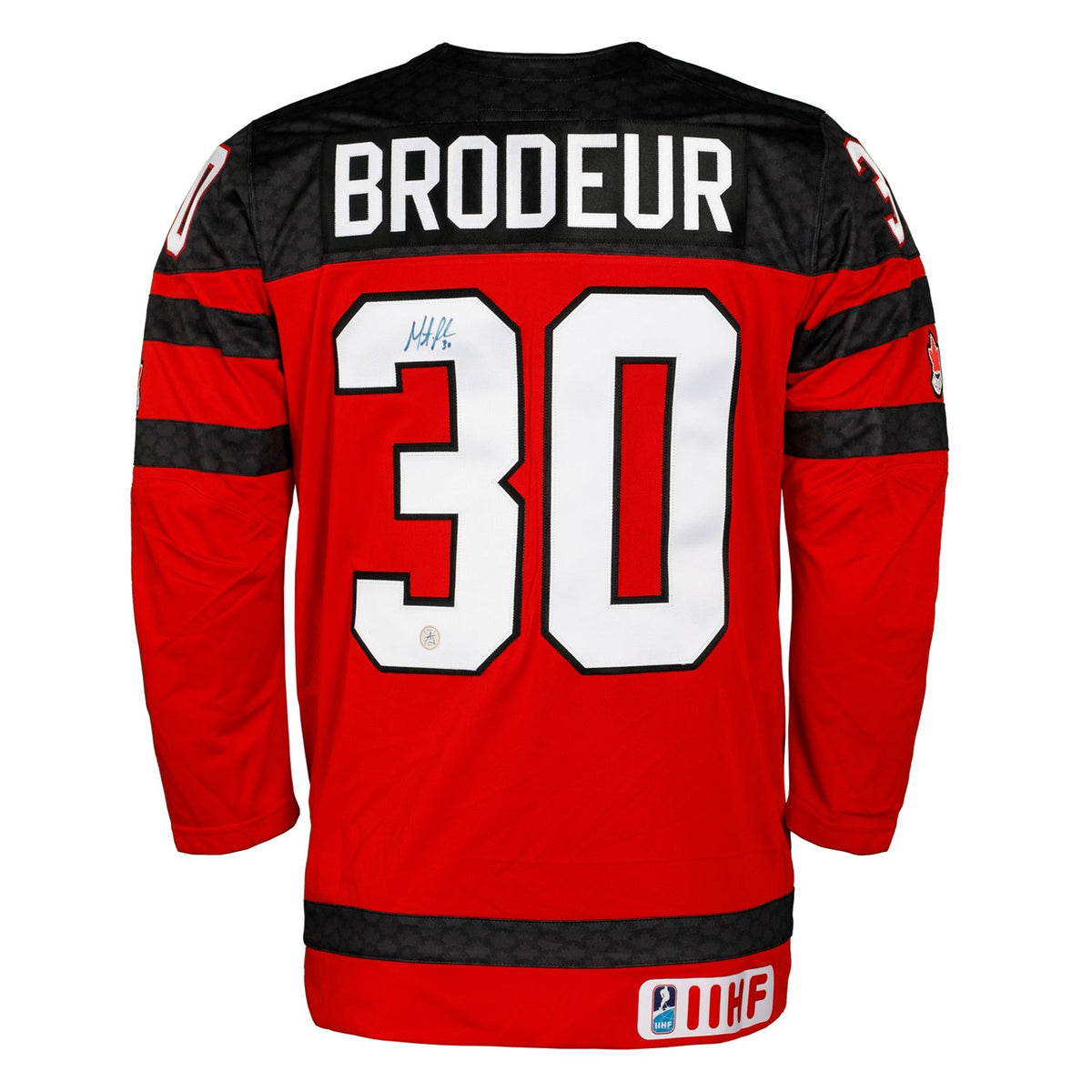 Martin Brodeur Autographed Team Canada Red Nike Hockey Jersey product image 1, provided for visual reference and product