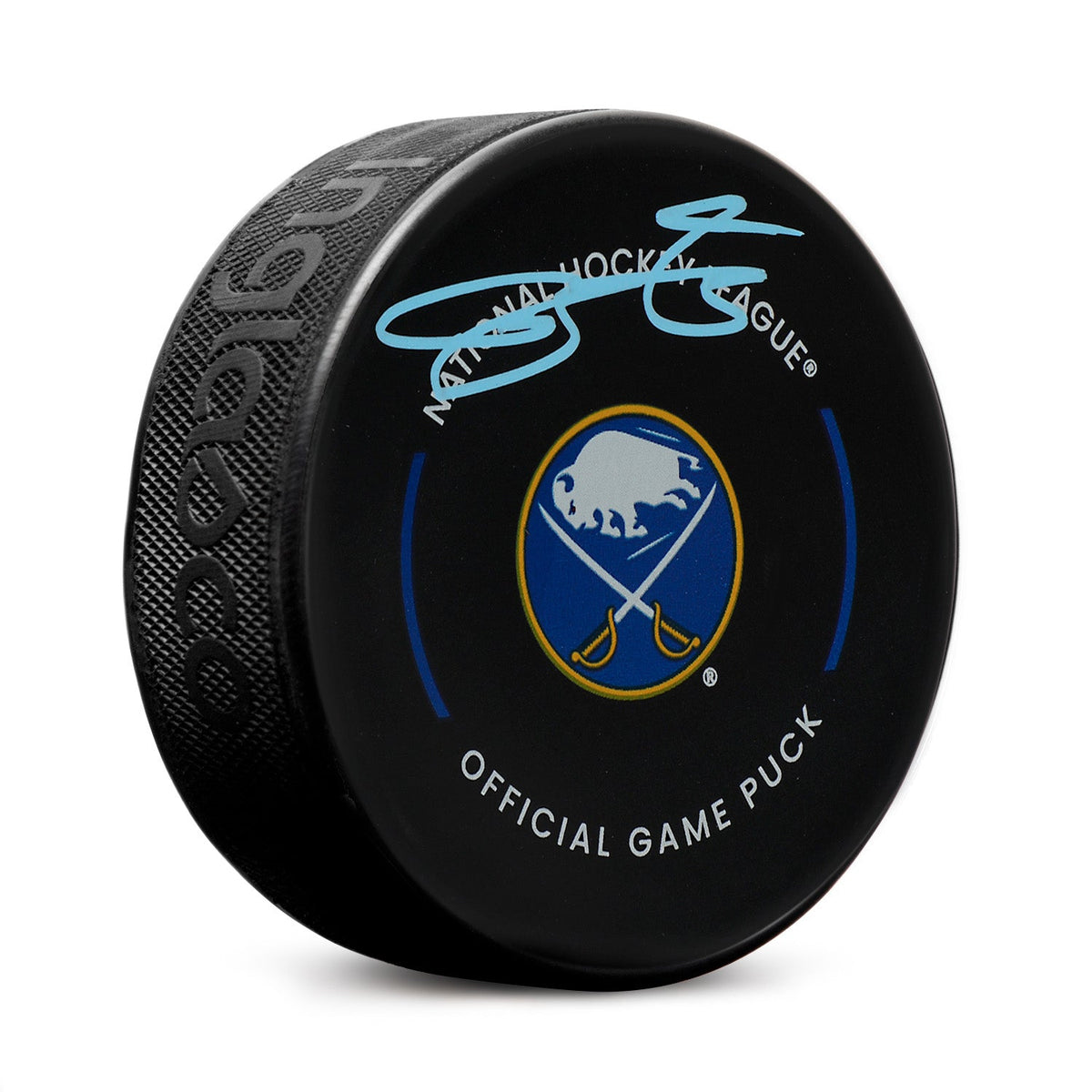 Bowen Byram Signed Buffalo Sabres Official Game Puck product image 1, provided for visual reference and product detail review