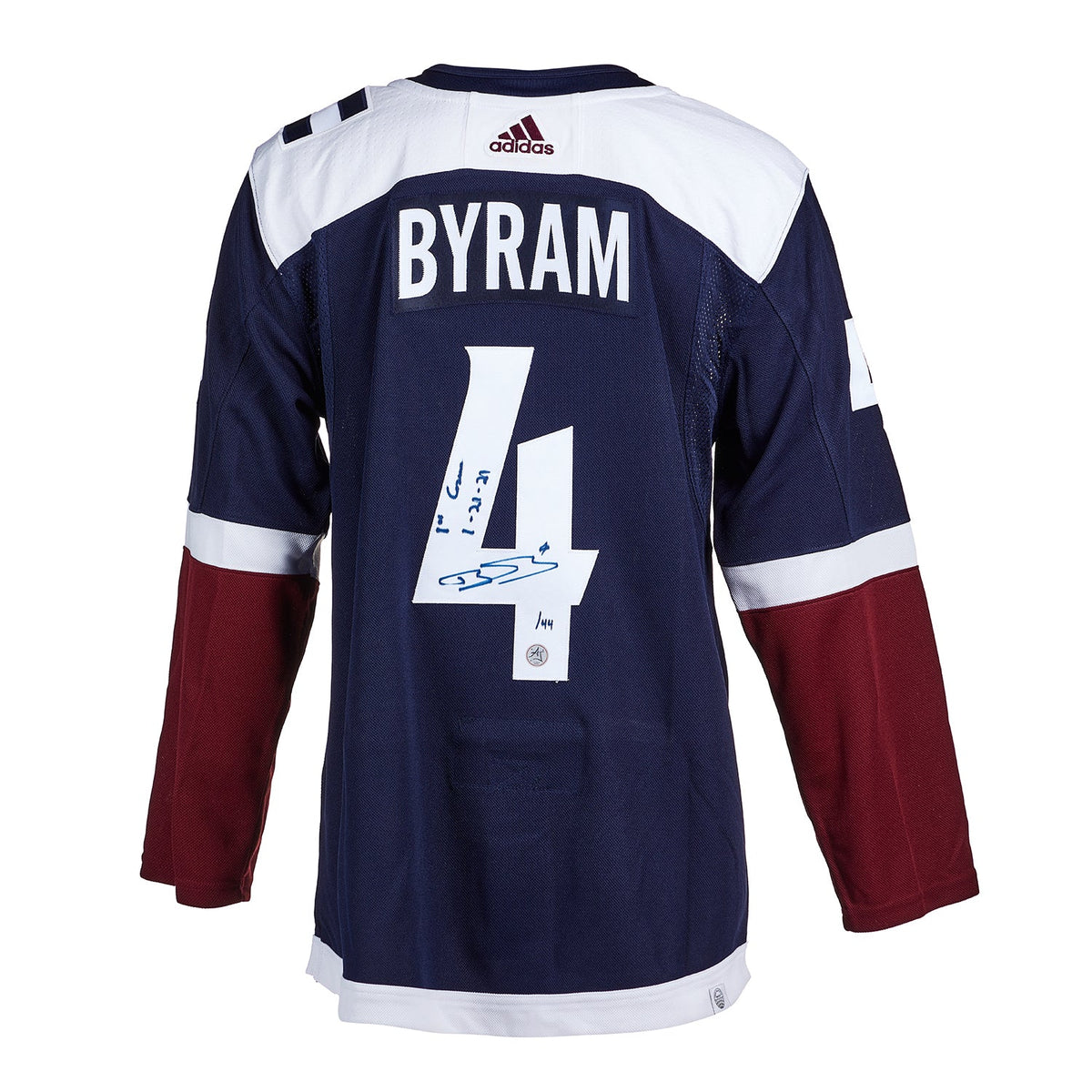 Bowen Byram Colorado Avalanche Signed & Dated 1st Game adidas Jersey #/44 product image 1, provided for visual reference and