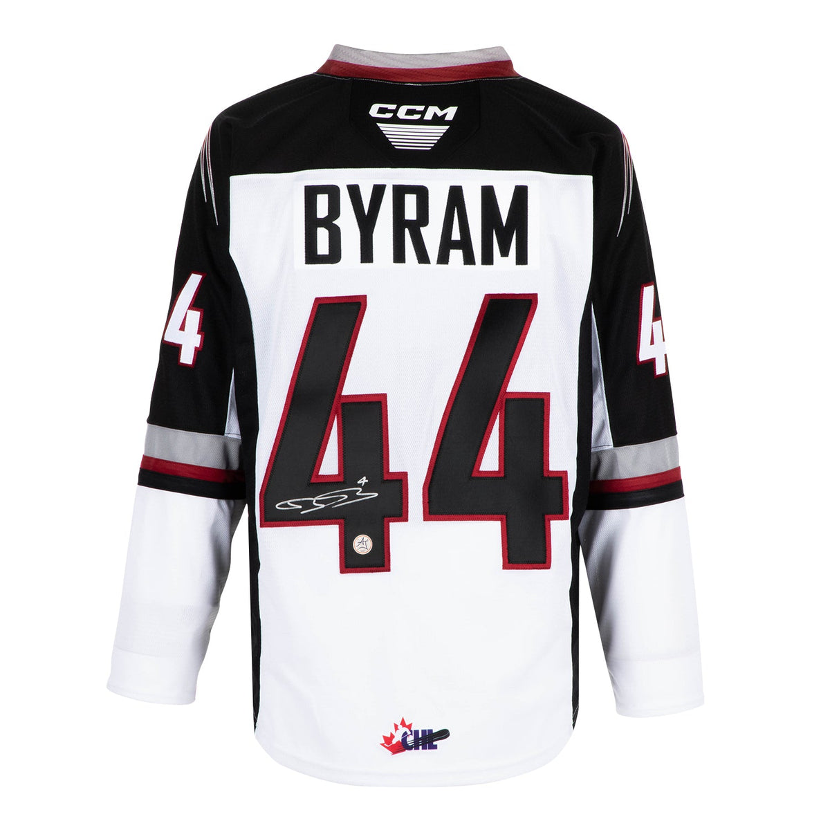 Bowen Byram Signed Vancouver Giants White CCM CHL Jersey product image 1, provided for visual reference and product detail