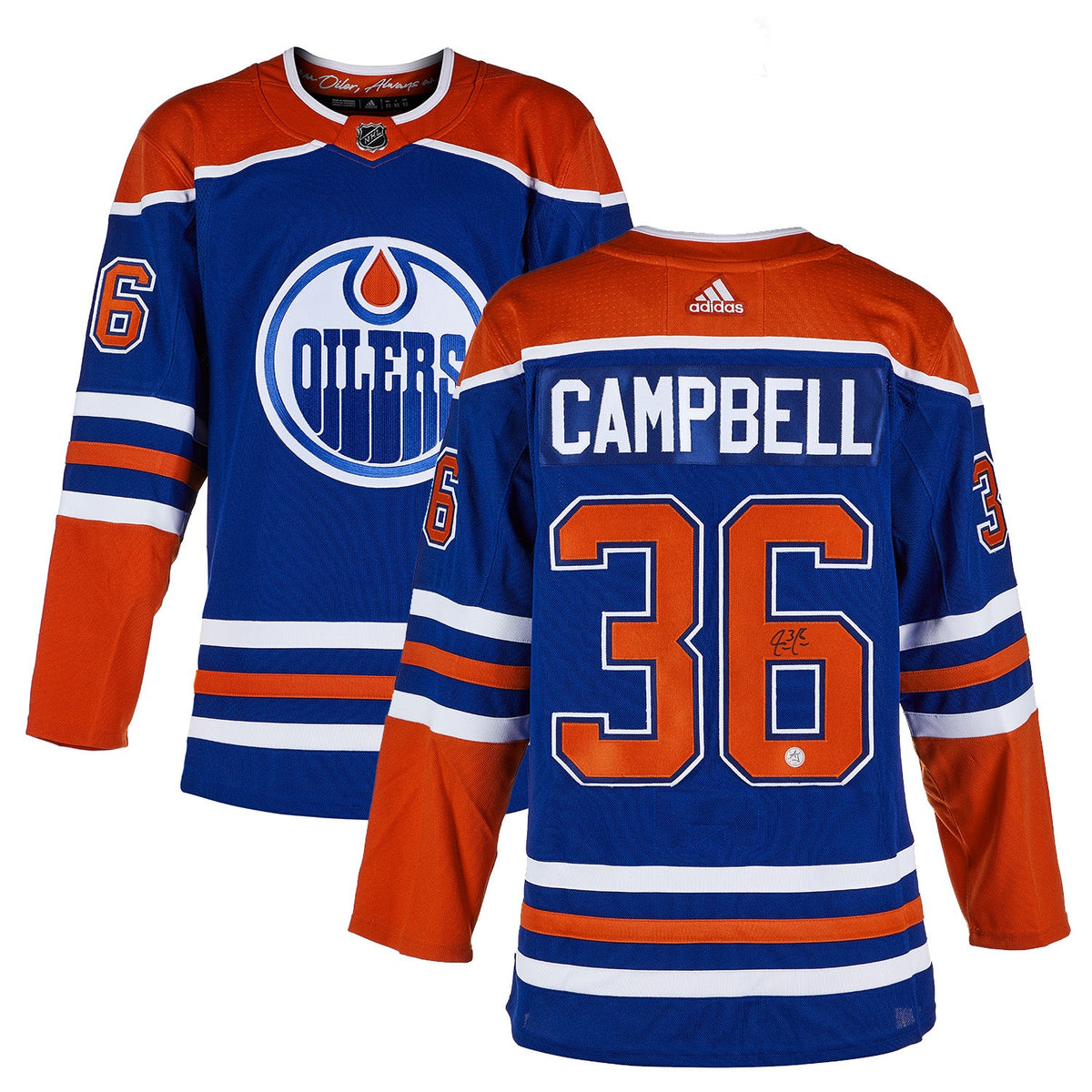 Jack Campbell Autographed Edmonton Oilers adidas Jersey product image 3, provided for visual reference and product detail