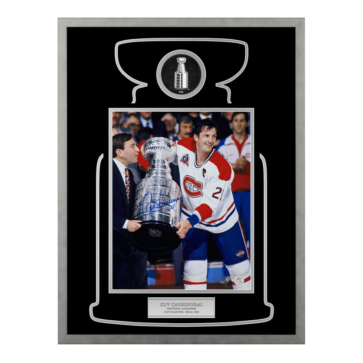 Guy Carbonneau Signed Montreal Canadiens Cup Champion 20x26 Frame product image 1, provided for visual reference and product